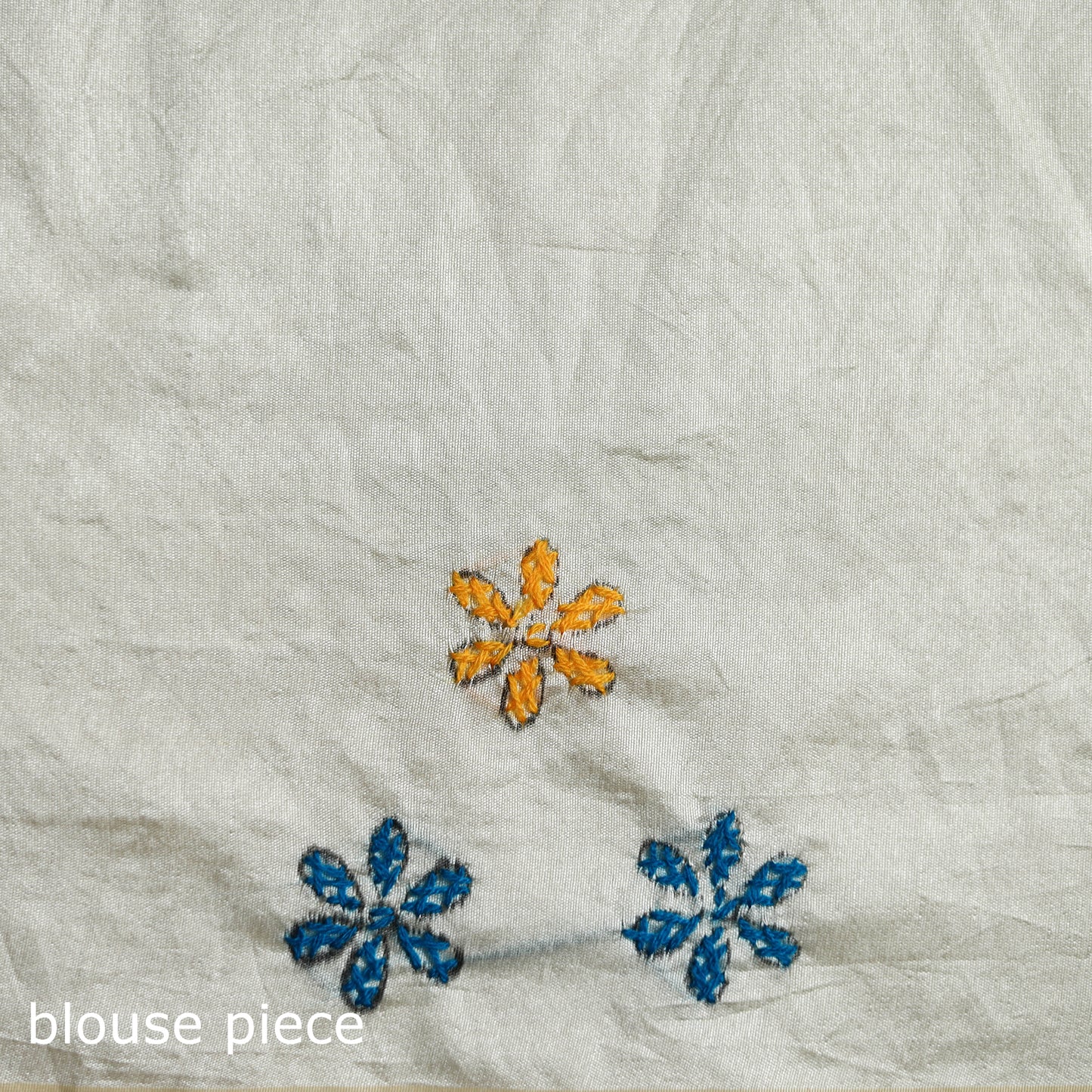 White - Bengal Nakshi Kantha Hand Embroidered Silk Saree 26