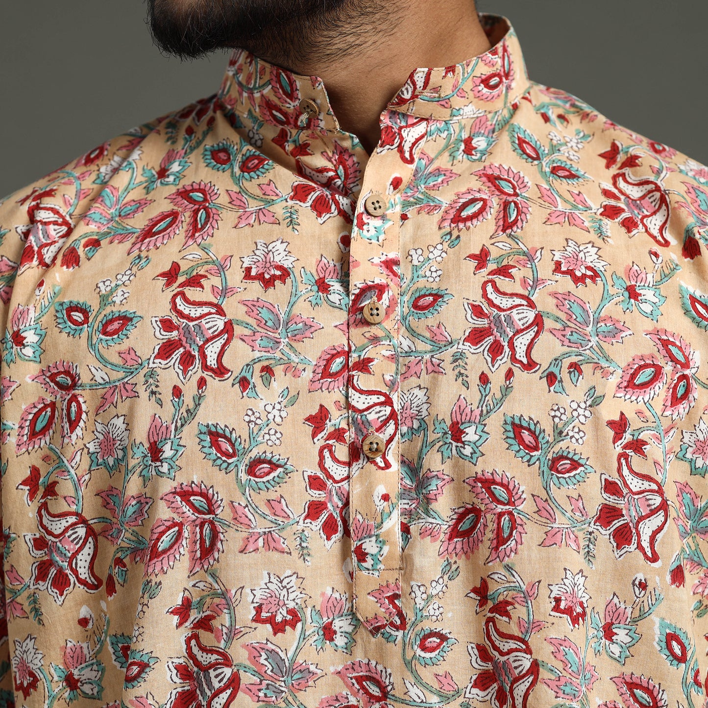 Buy Sanganeri Block Printed Cotton Men Long Kurta 07 Online at iTokri.com