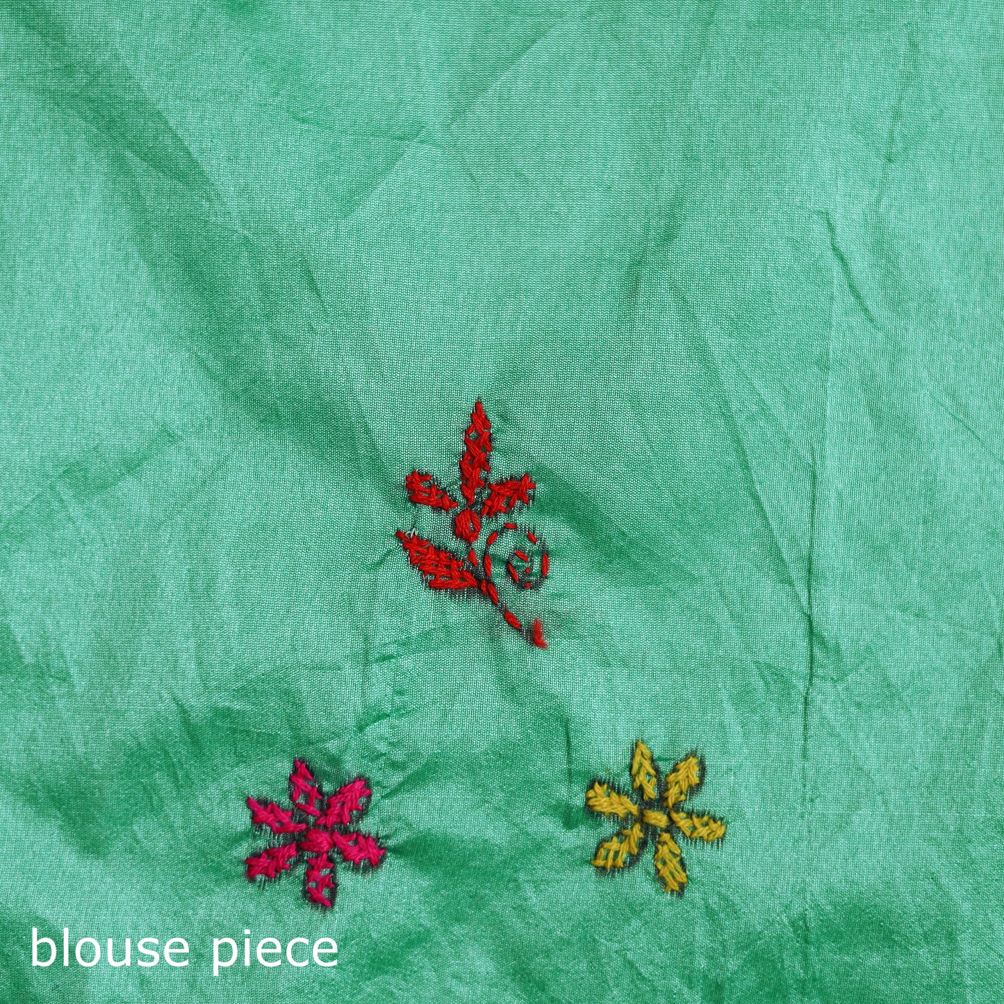 Green - Bengal Nakshi Kantha Hand Embroidered Silk Saree 29