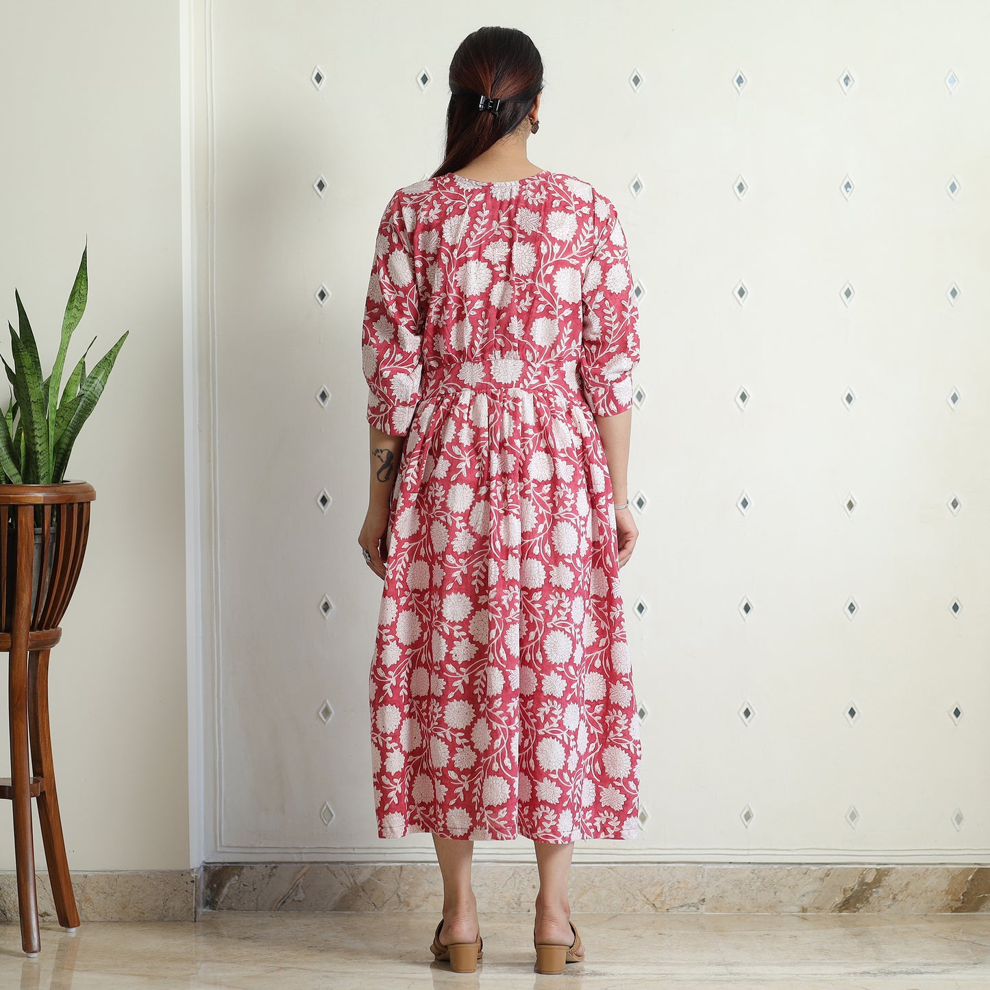 Buy Sanganeri Block Printed Cotton Angrakha Flared Dress Online at iTokri.com