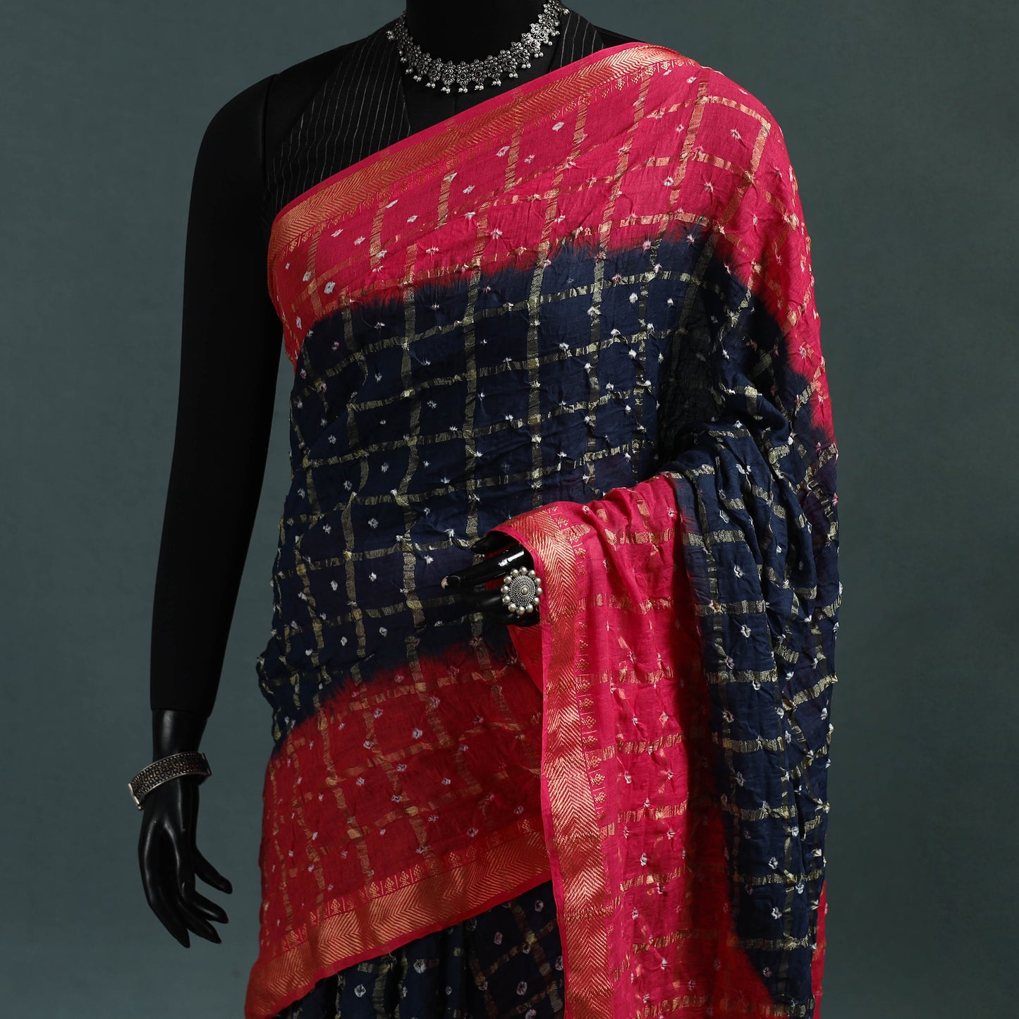 Kutch Tie-Dye Bandhani Cotton Saree with Blouse Piece 09
