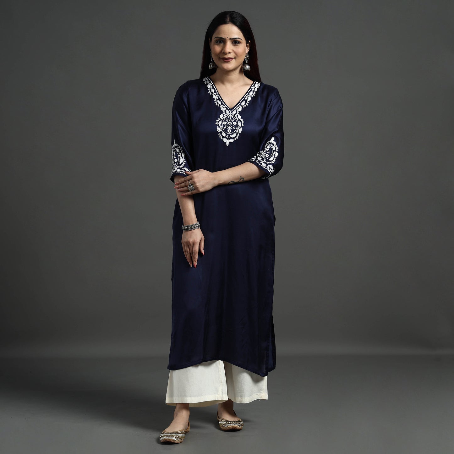 embroidery silk kurta