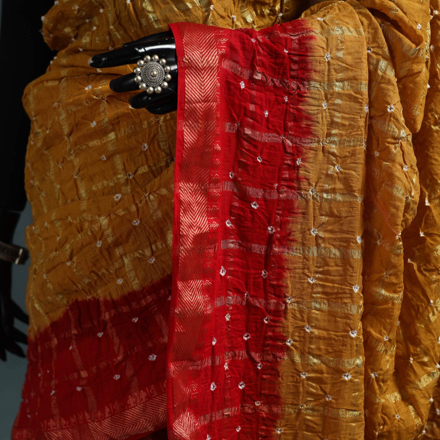 Kutch Tie-Dye Bandhani Cotton Saree with Blouse Piece 11