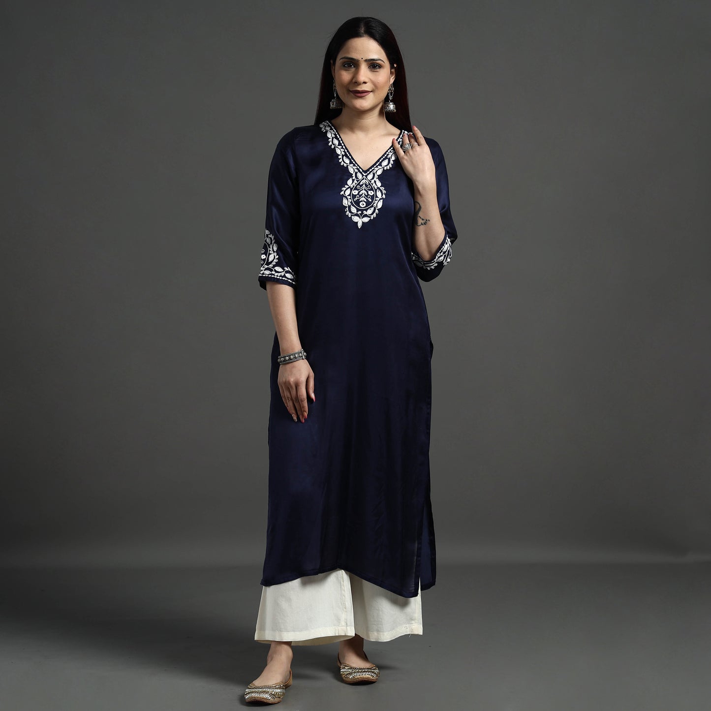 embroidery silk kurta