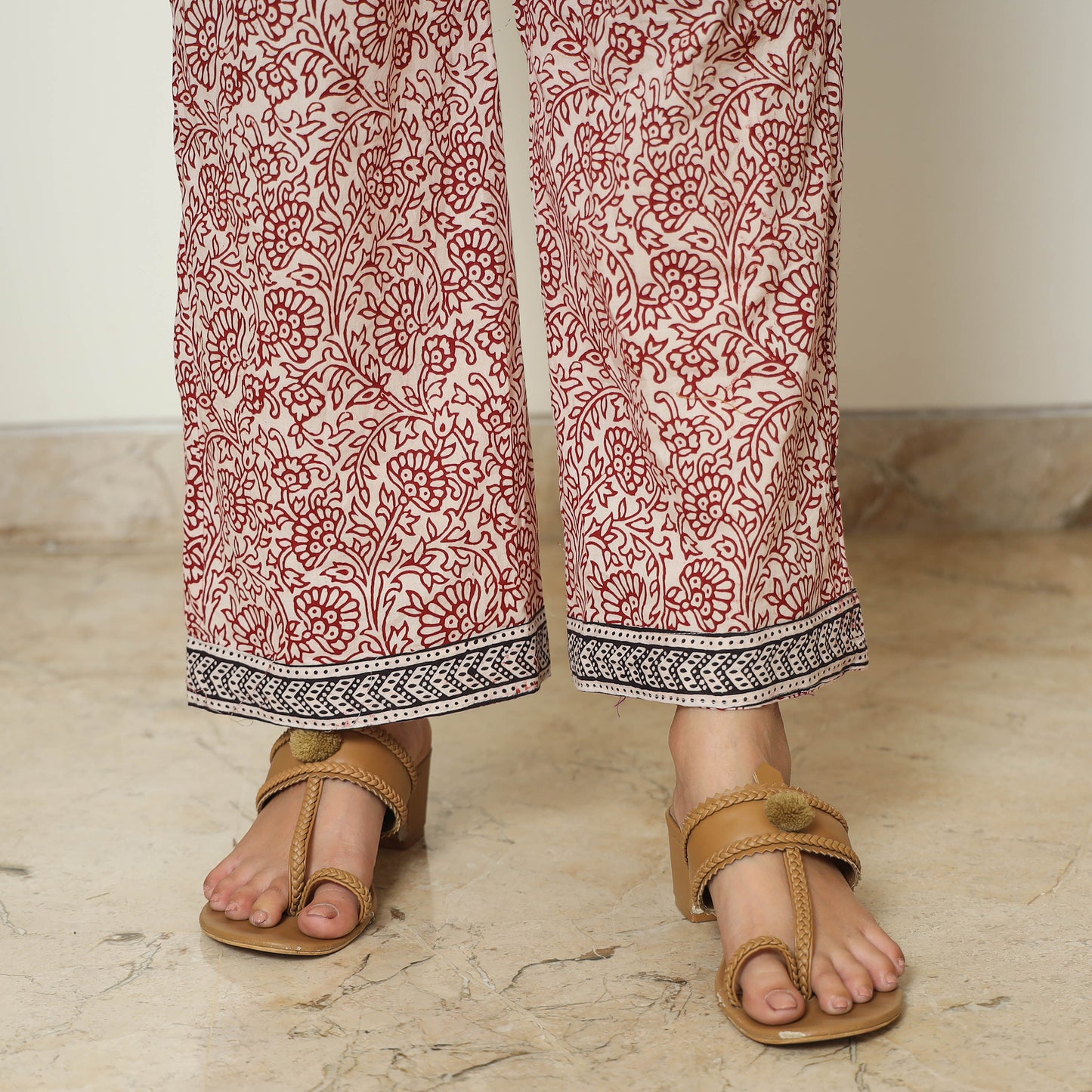 Red - Bagh Block Printed Cotton Kurta with Palazzo & Dupatta Set 14