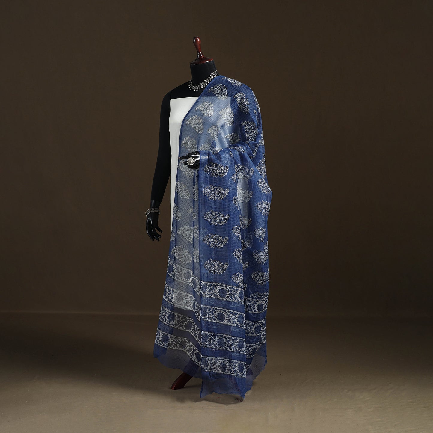 Akola Hand Block Print Natural Dyed Kota Doria Cotton Dupatta 21