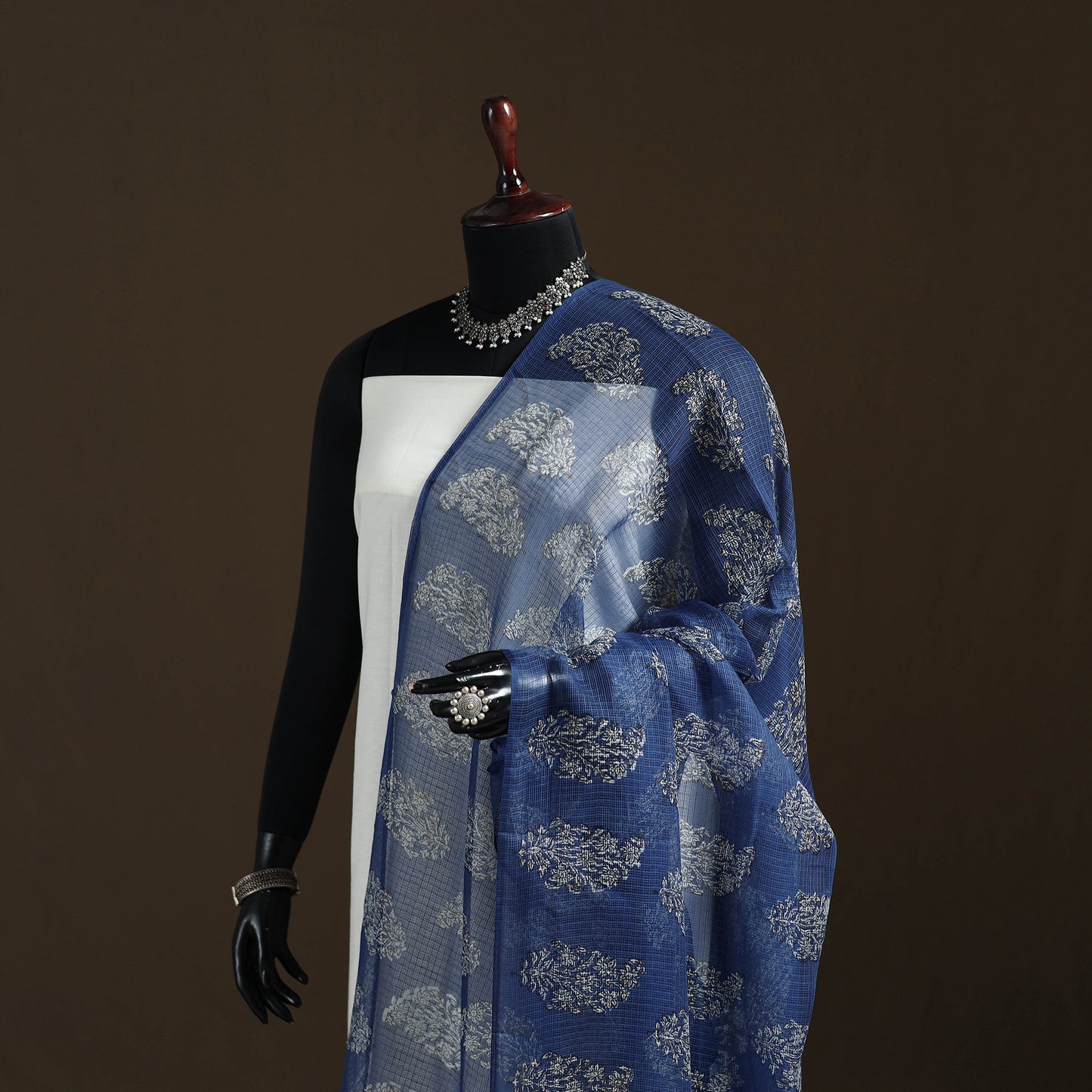 Akola Hand Block Print Natural Dyed Kota Doria Cotton Dupatta 21