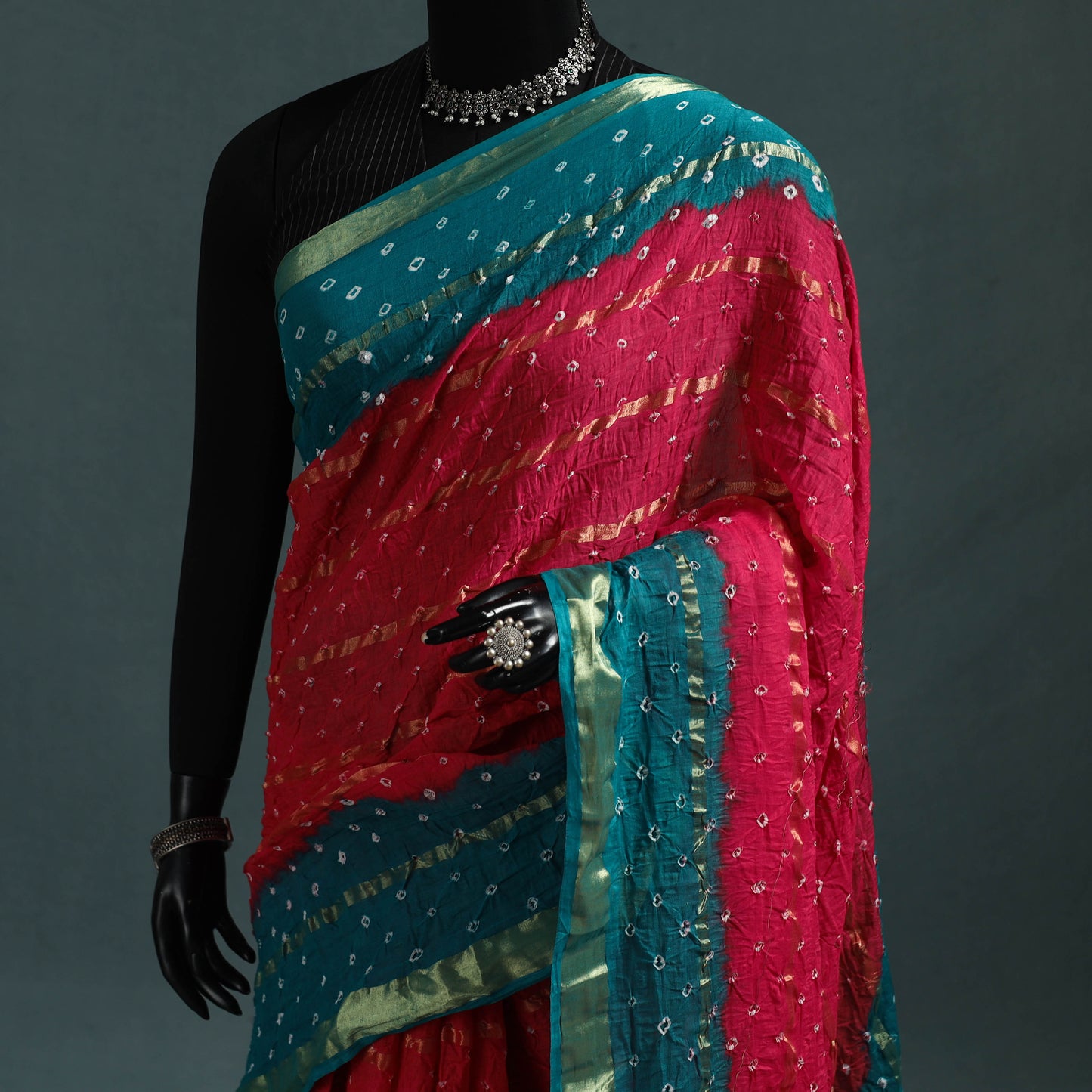 Kutch Tie-Dye Bandhani Cotton Saree with Blouse Piece 14