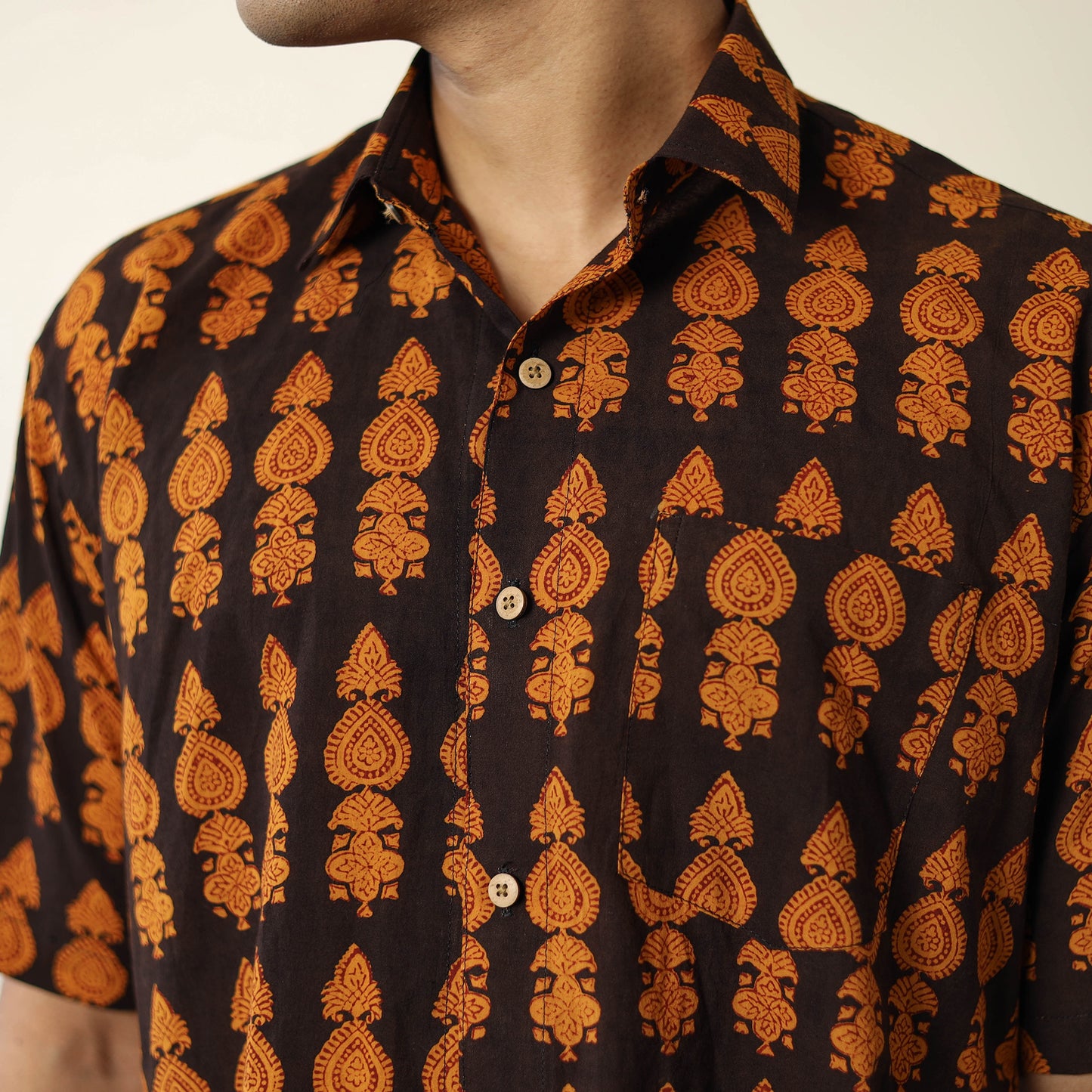 Buy Bagh Hand Block Printed Cotton Men Half Sleeve Shirt 10 Online at iTokri.com