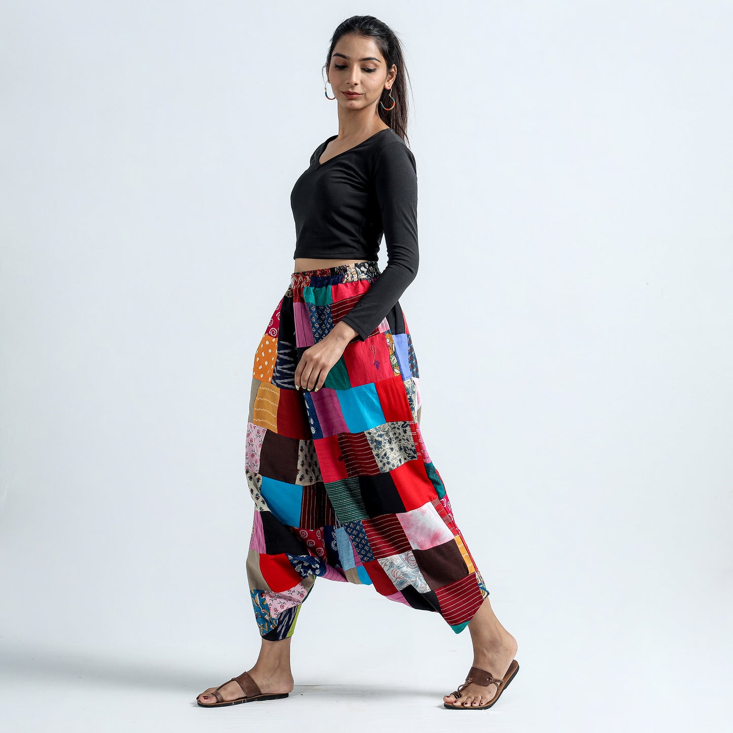 patchwork harem pant