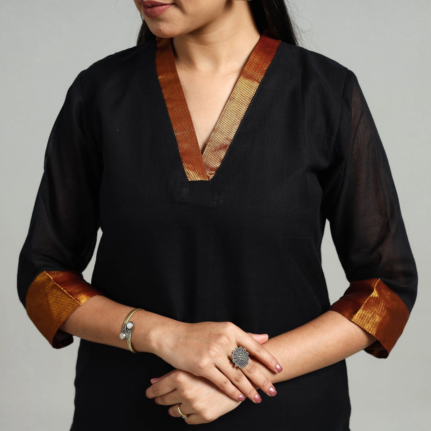 Buy Cotton Black Dharwad Kurta Set with Palazzo & Dupatta