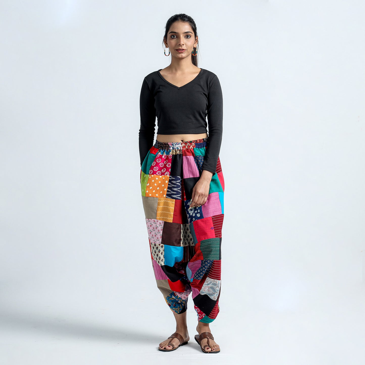 patchwork harem pant