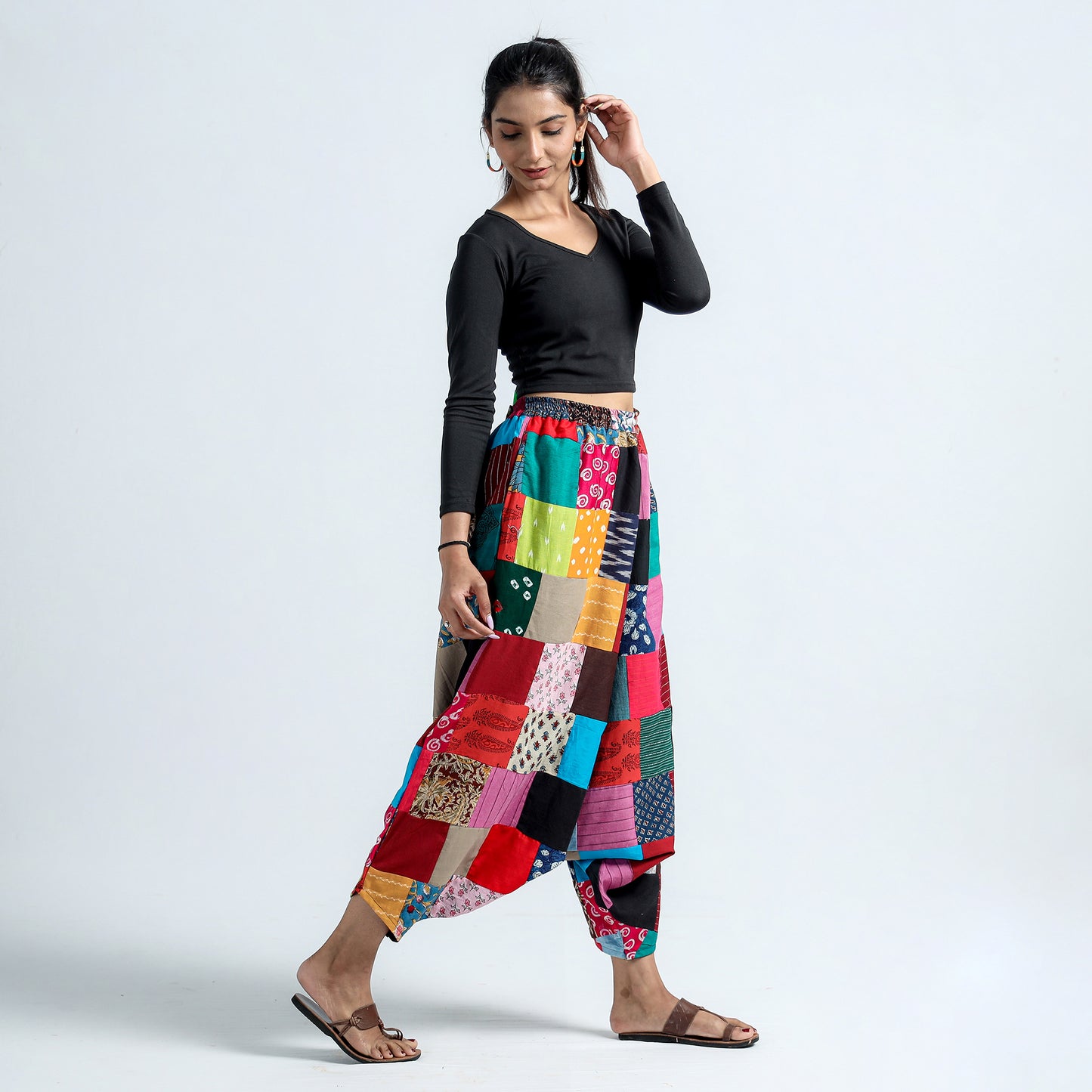 patchwork harem pant