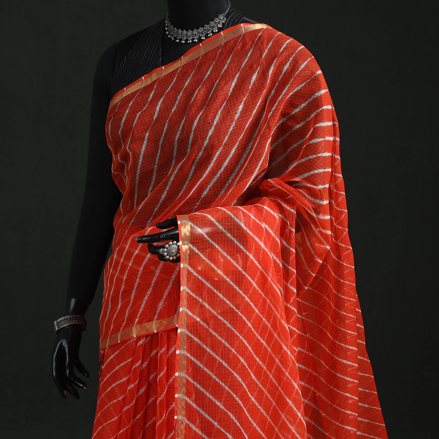 Tie-Dye Kota Doria Cotton Leheriya Saree 11