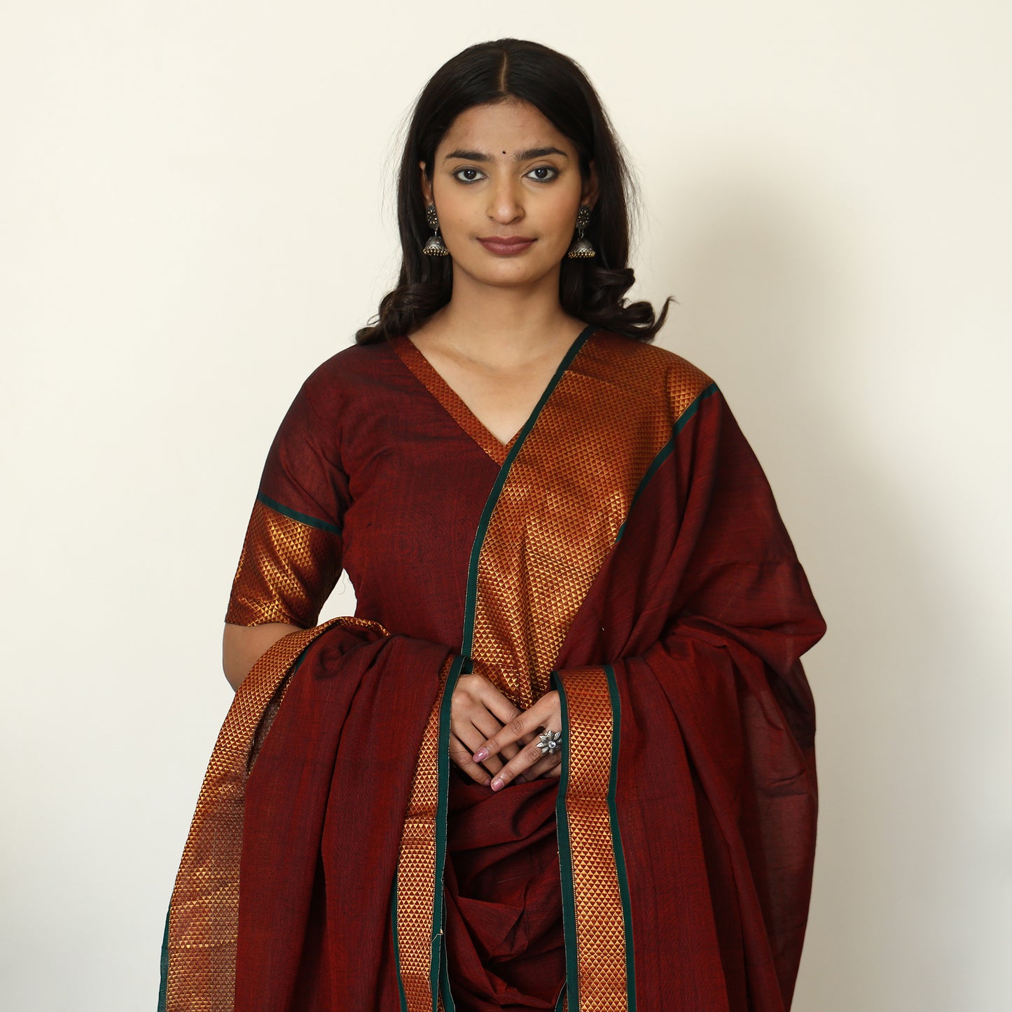 Buy Cotton Maroon Dharwad Kurta Set with Palazzo & Dupatta