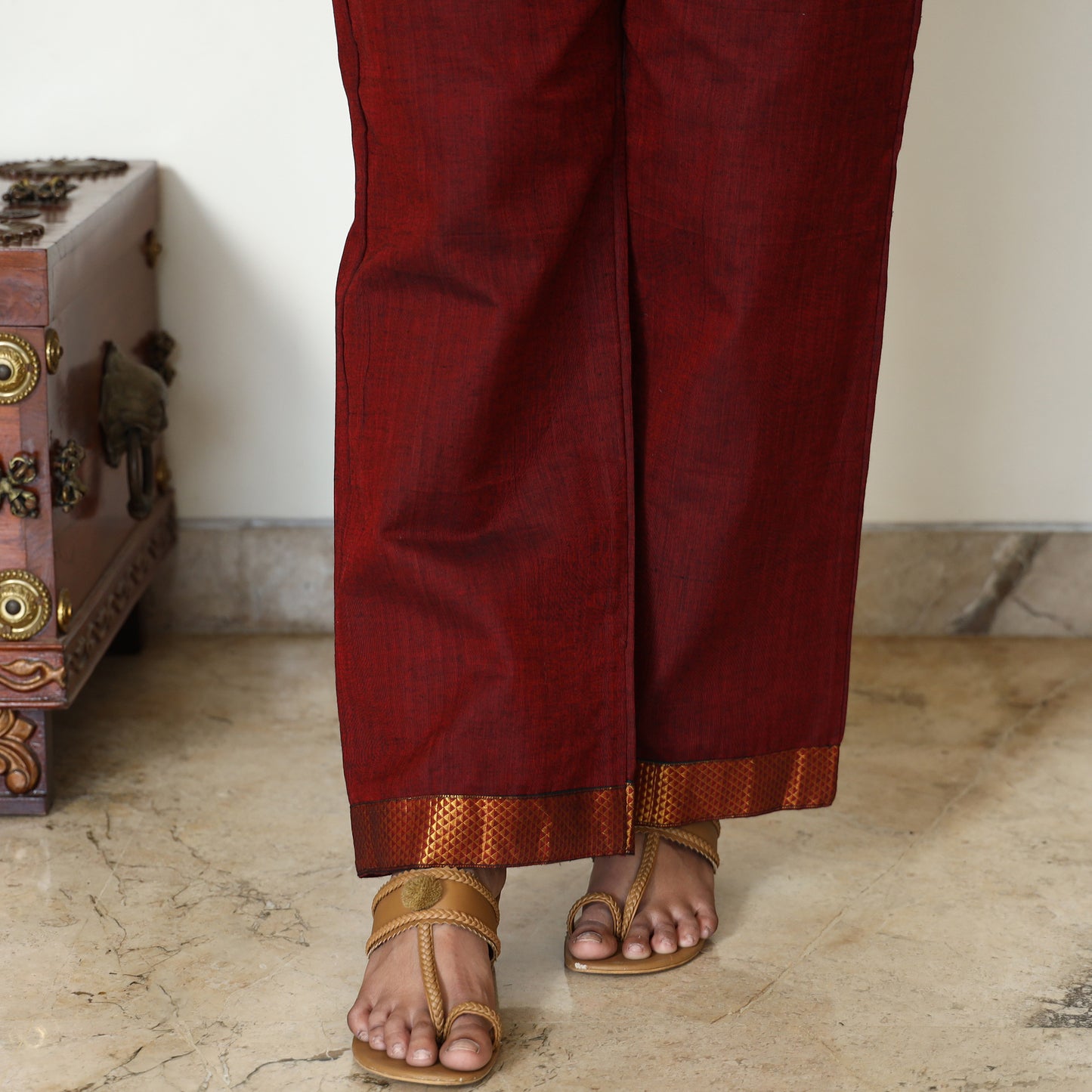 Buy Cotton Maroon Dharwad Kurta Set with Palazzo & Dupatta