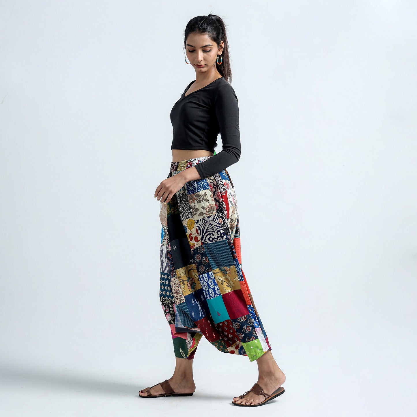 patchwork harem pant