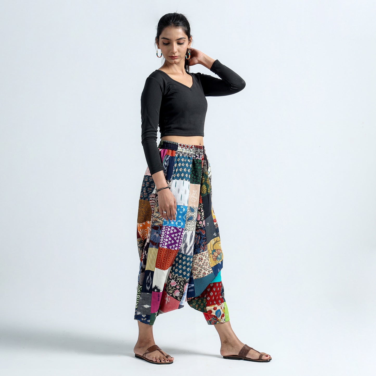 patchwork harem pant