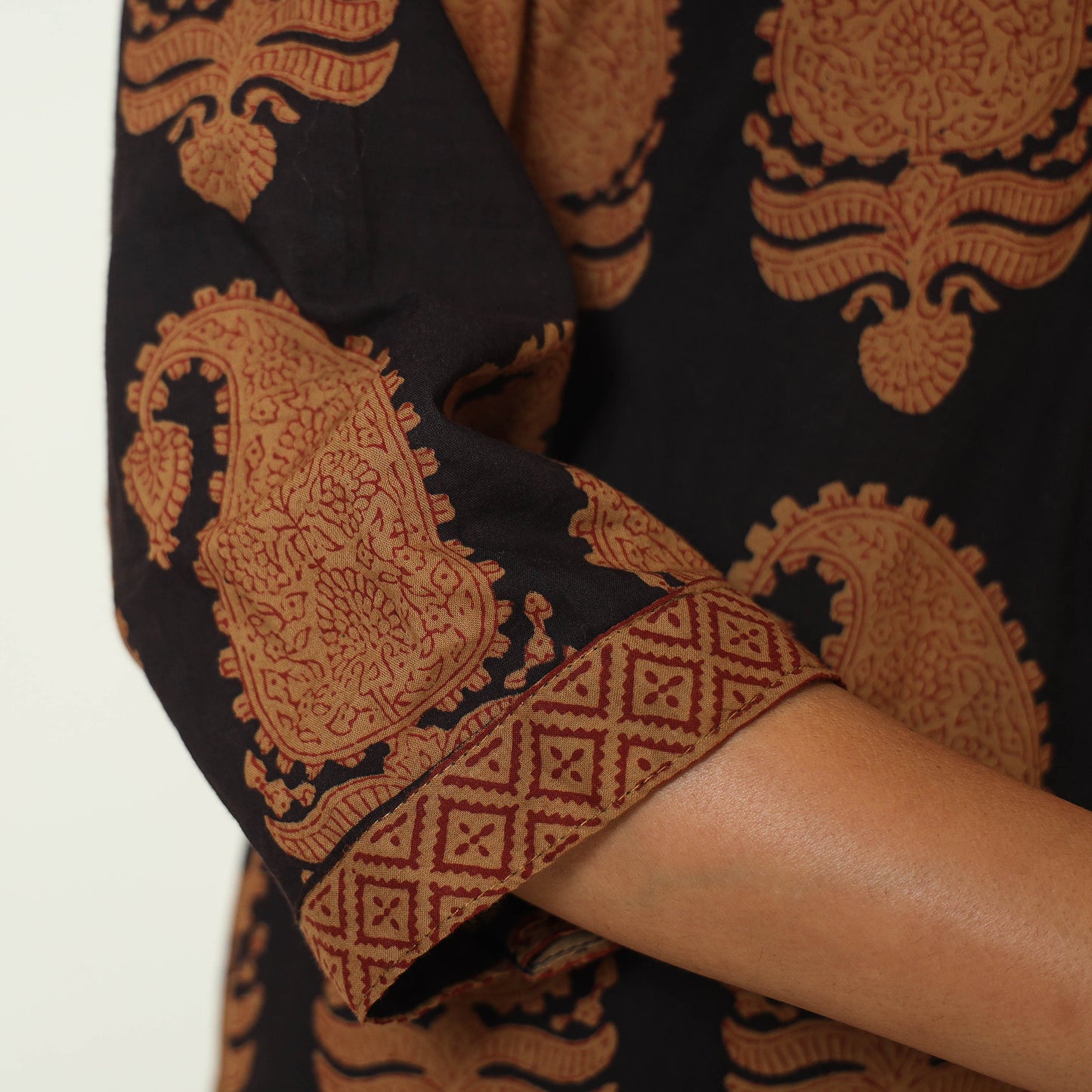 Black - Bagh Block Printed Cotton Kurta with Palazzo & Dupatta Set 06