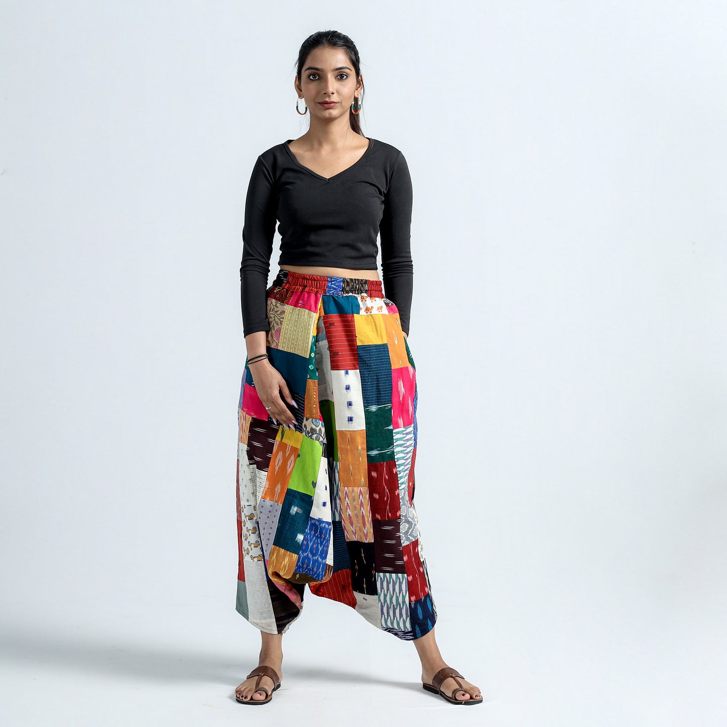 Multicolor - Block Printed Handmade Patchwork Cotton Harem Pant