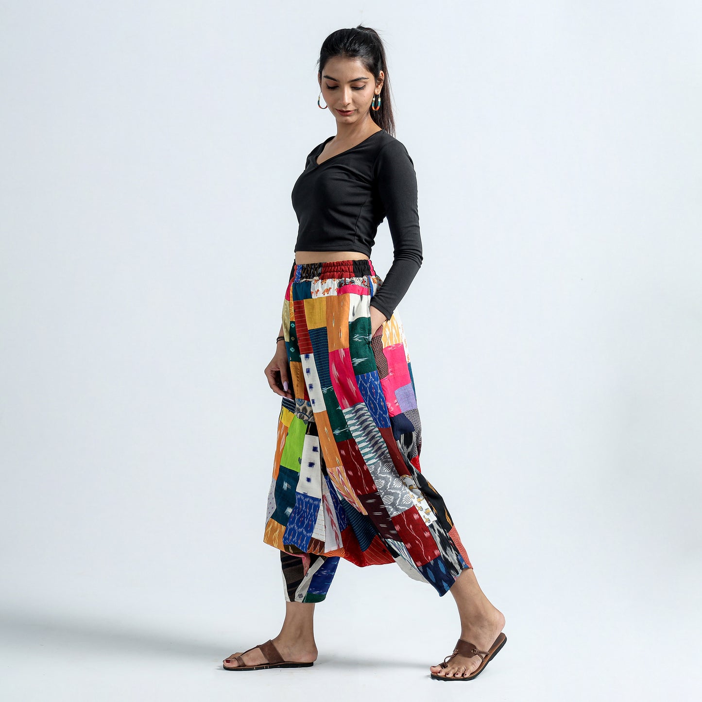 Multicolor - Block Printed Handmade Patchwork Cotton Harem Pant