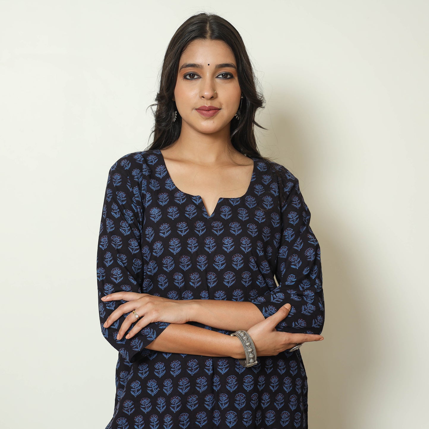 Blue - Bagh Block Printed Cotton Kurta with Palazzo & Dupatta Set 19