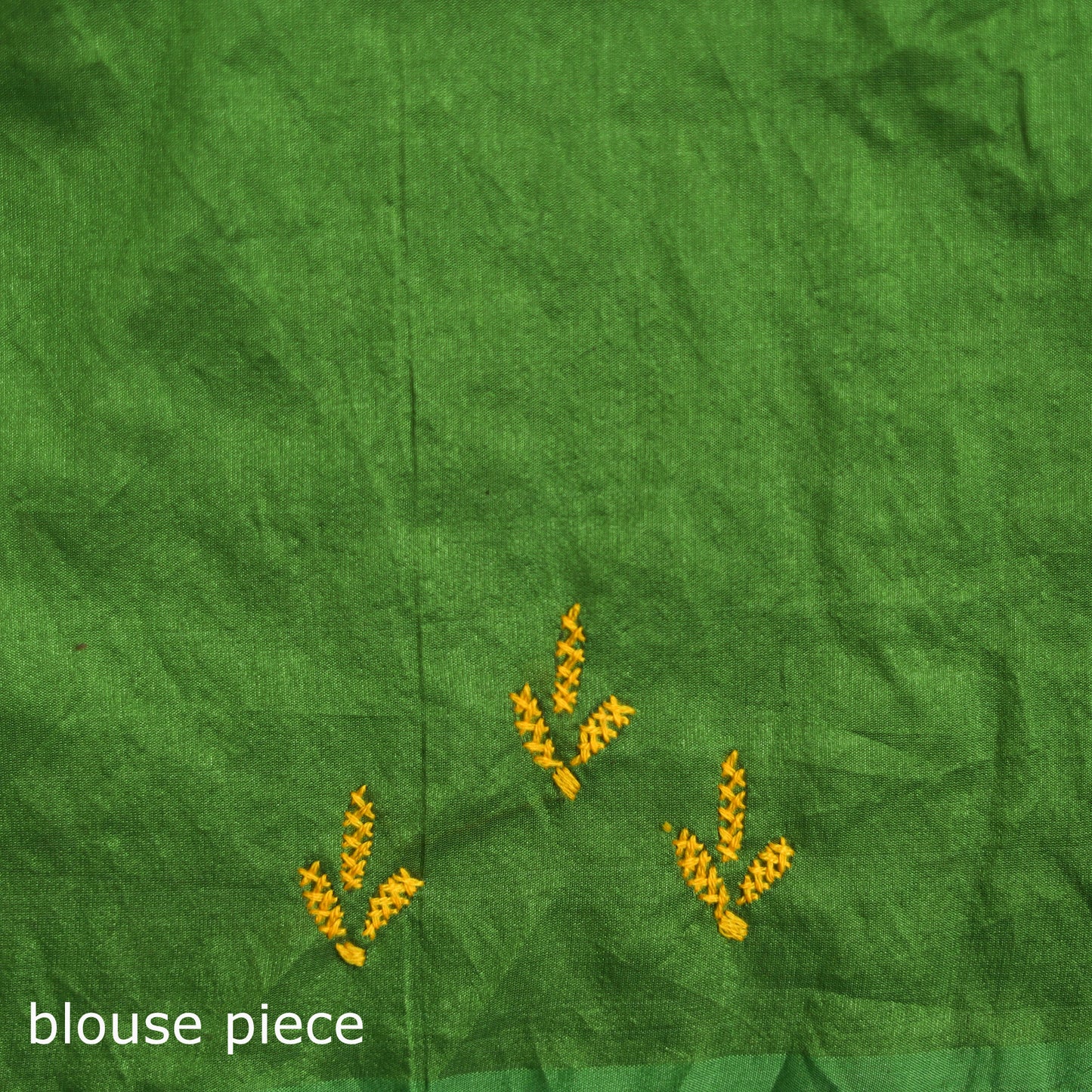Green - Bengal Nakshi Kantha Hand Embroidered Silk Saree 43