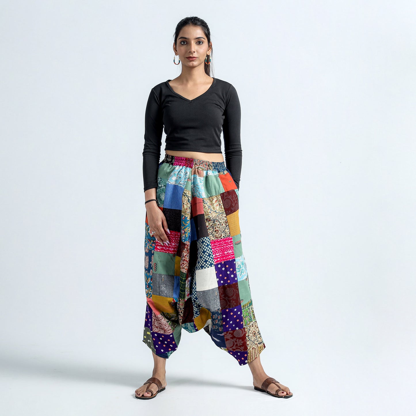 patchwork harem pant