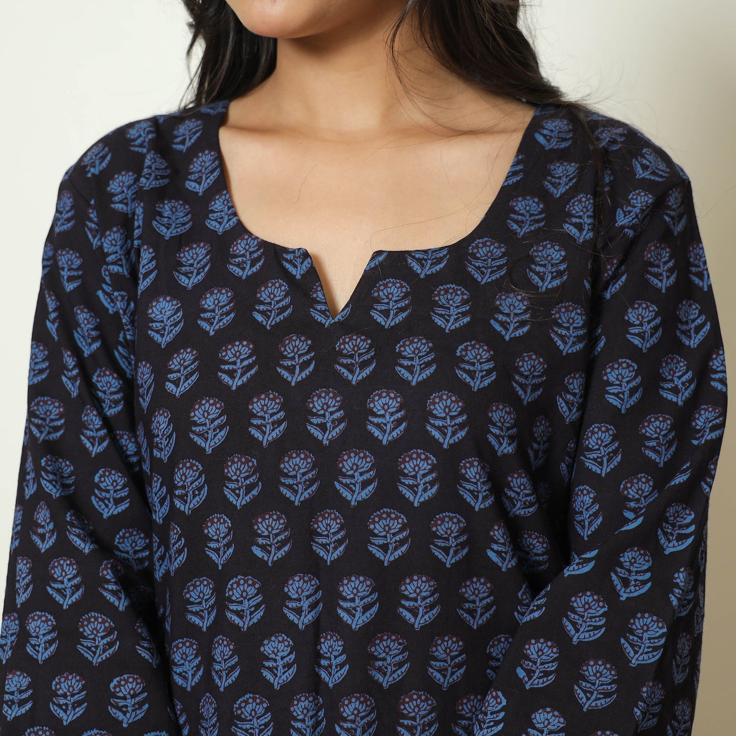 Blue - Bagh Block Printed Cotton Kurta with Palazzo & Dupatta Set 19