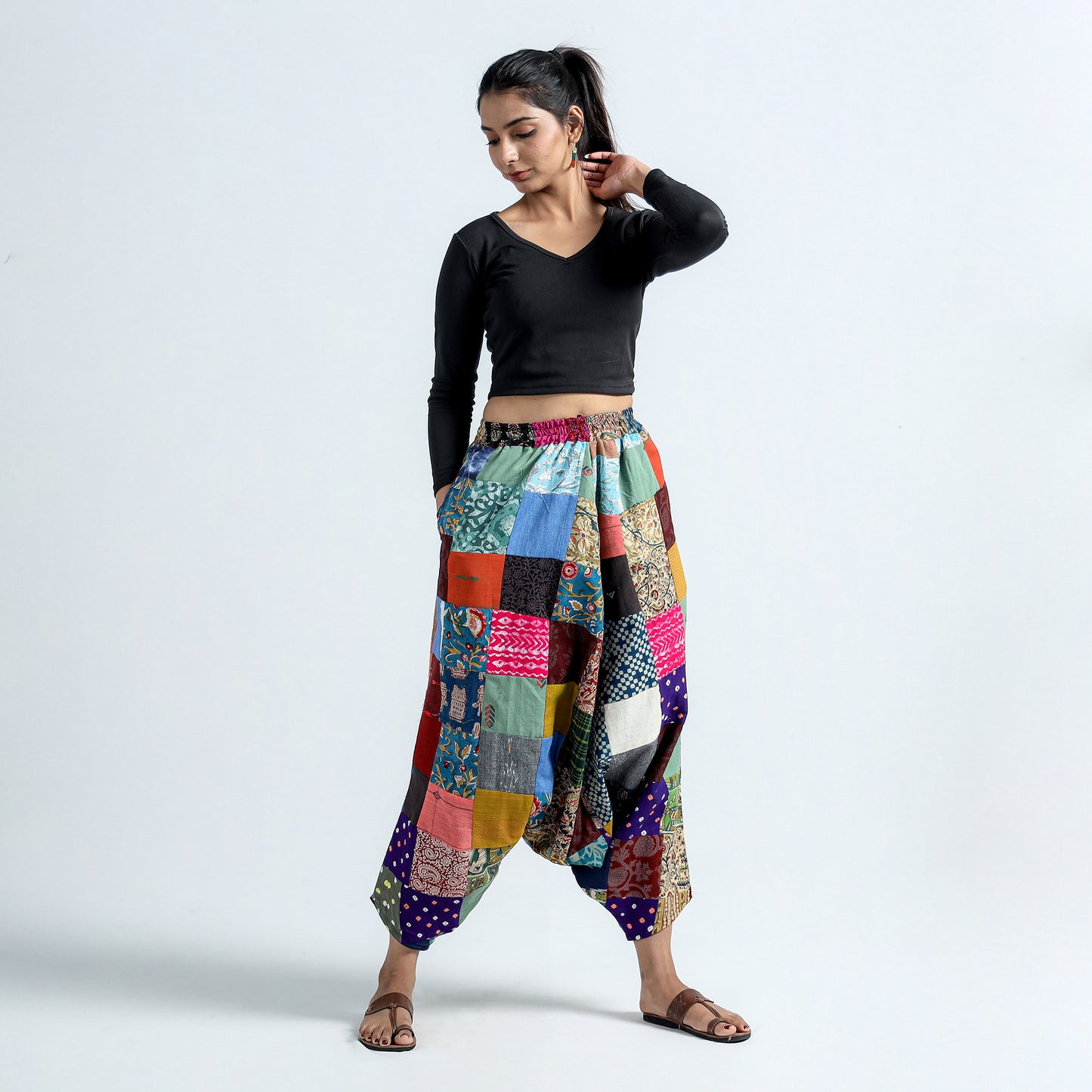 patchwork harem pant