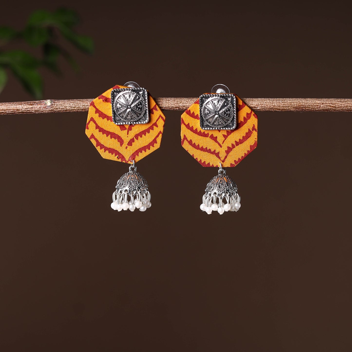 Yellow - handcrafted fabart gs jhumki earrings 26