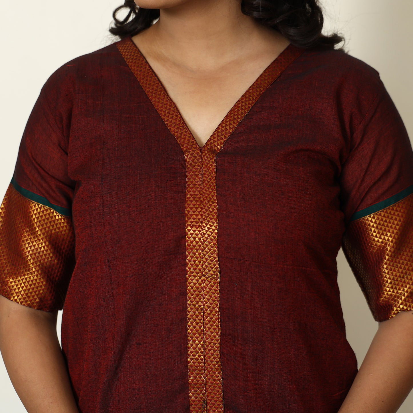 Maroon - Dharwad Cotton Kurta with Palazzo & Dupatta Set 12