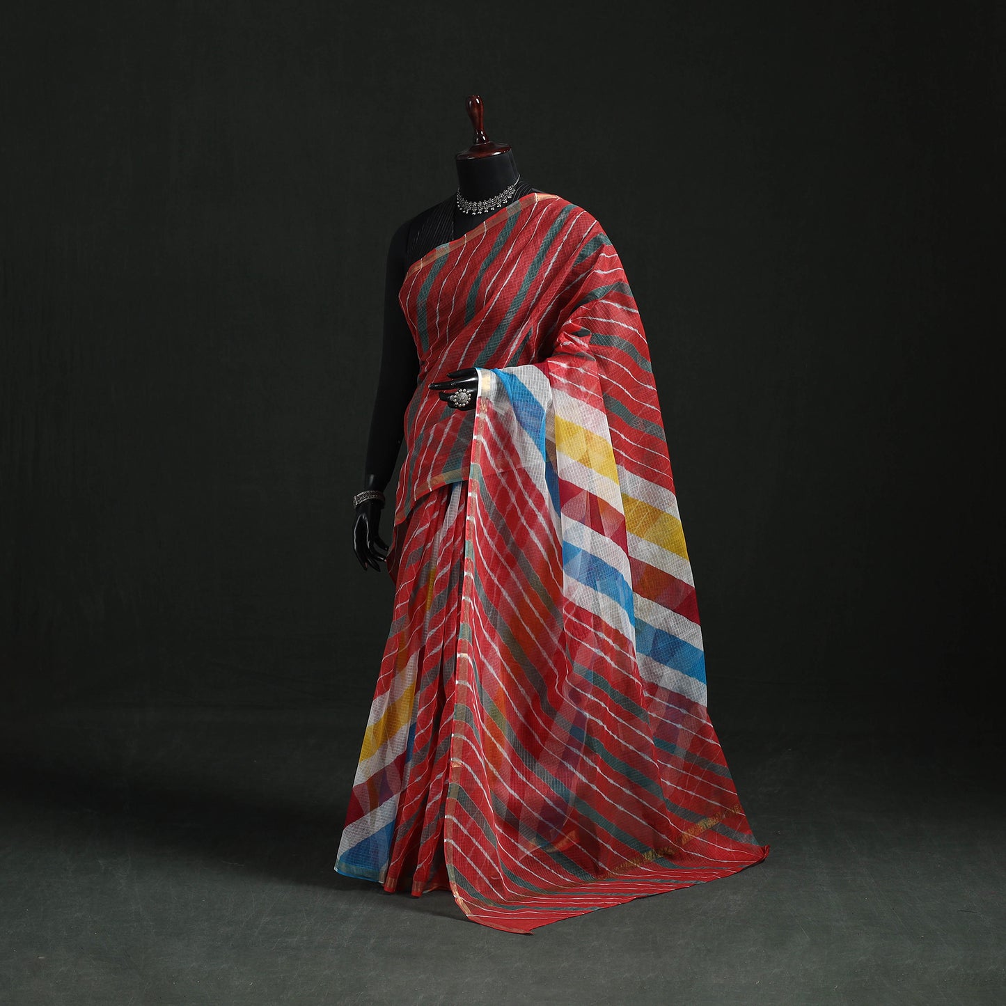 Tie-Dye Kota Doria Cotton Leheriya Saree 17