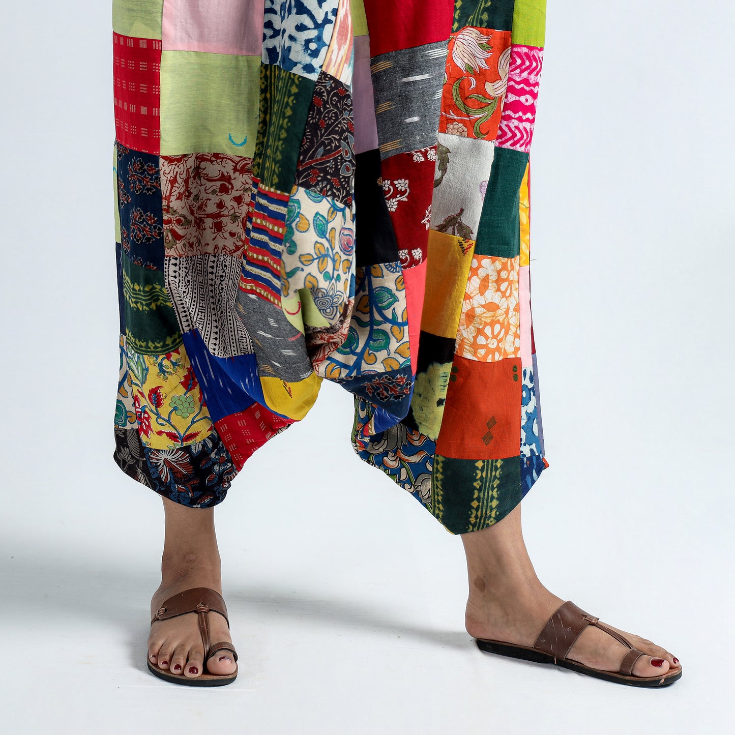 Multicolor - Block Printed Handmade Patchwork Cotton Harem Pant