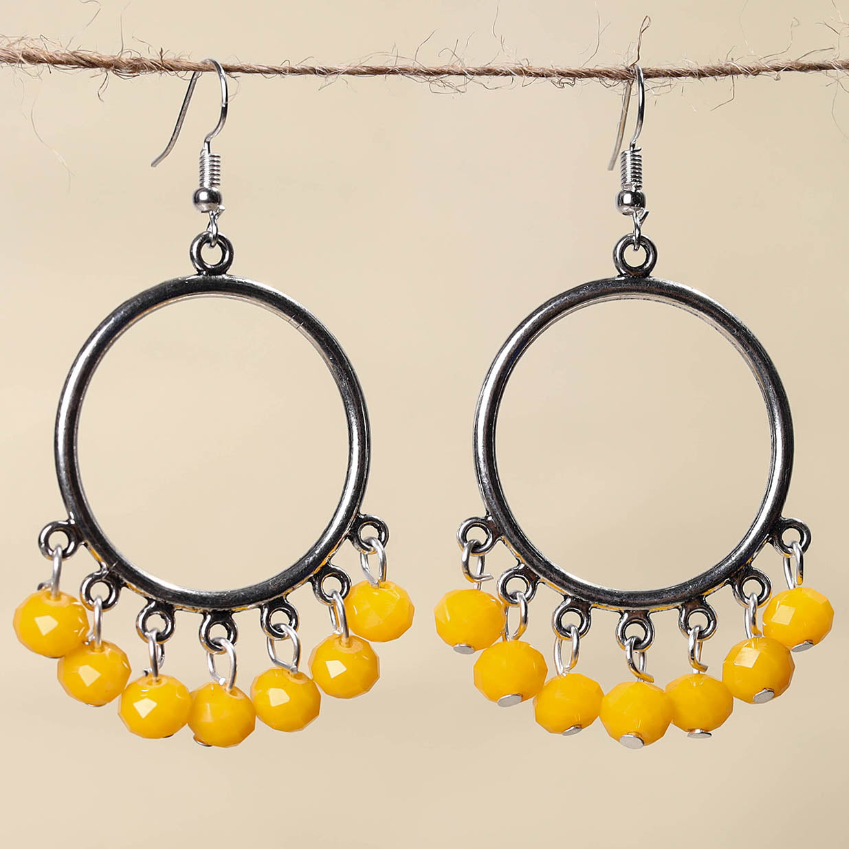 Yellow - handmade beaded earrings 02 - handcrafted