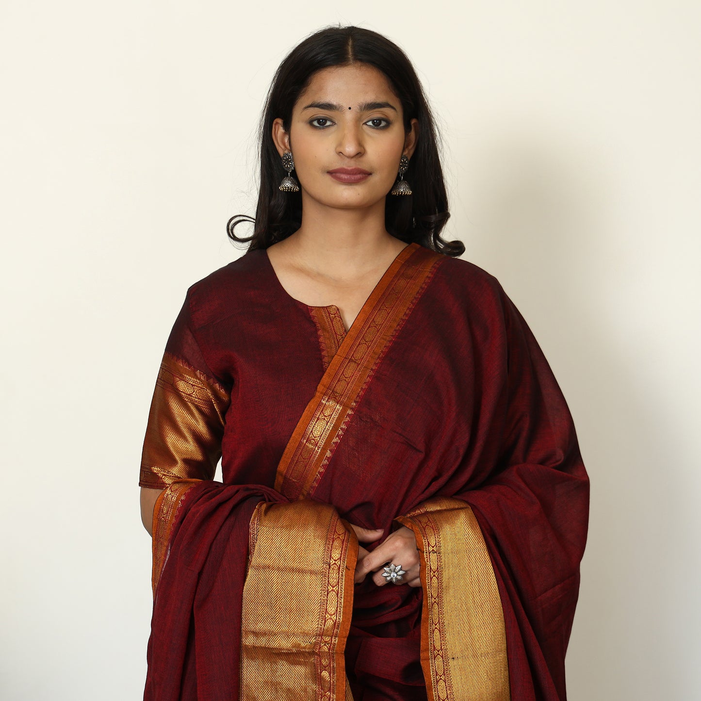 Maroon - Dharwad Cotton Kurta with Palazzo & Dupatta Set 22