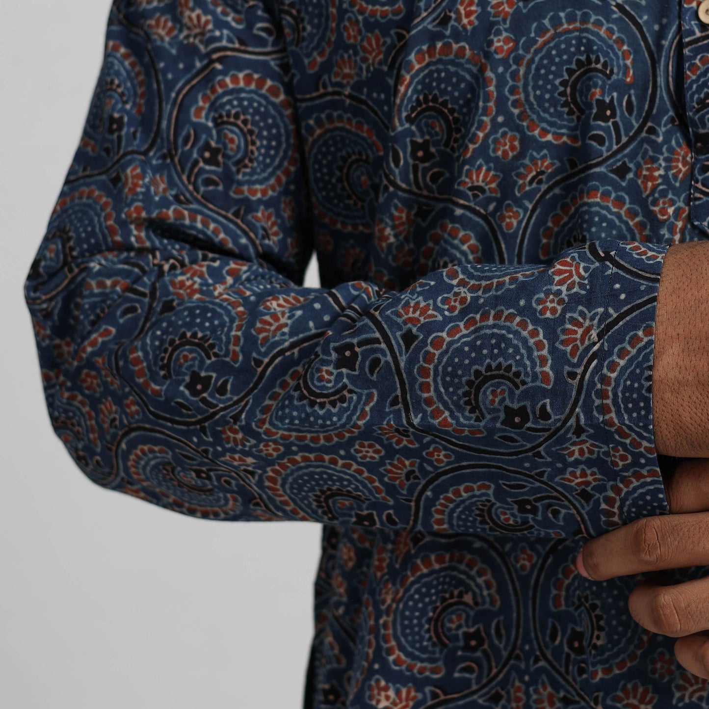 Buy Ajrakh Block Printed Cotton Men Long Kurta 19 Online at iTokri.com