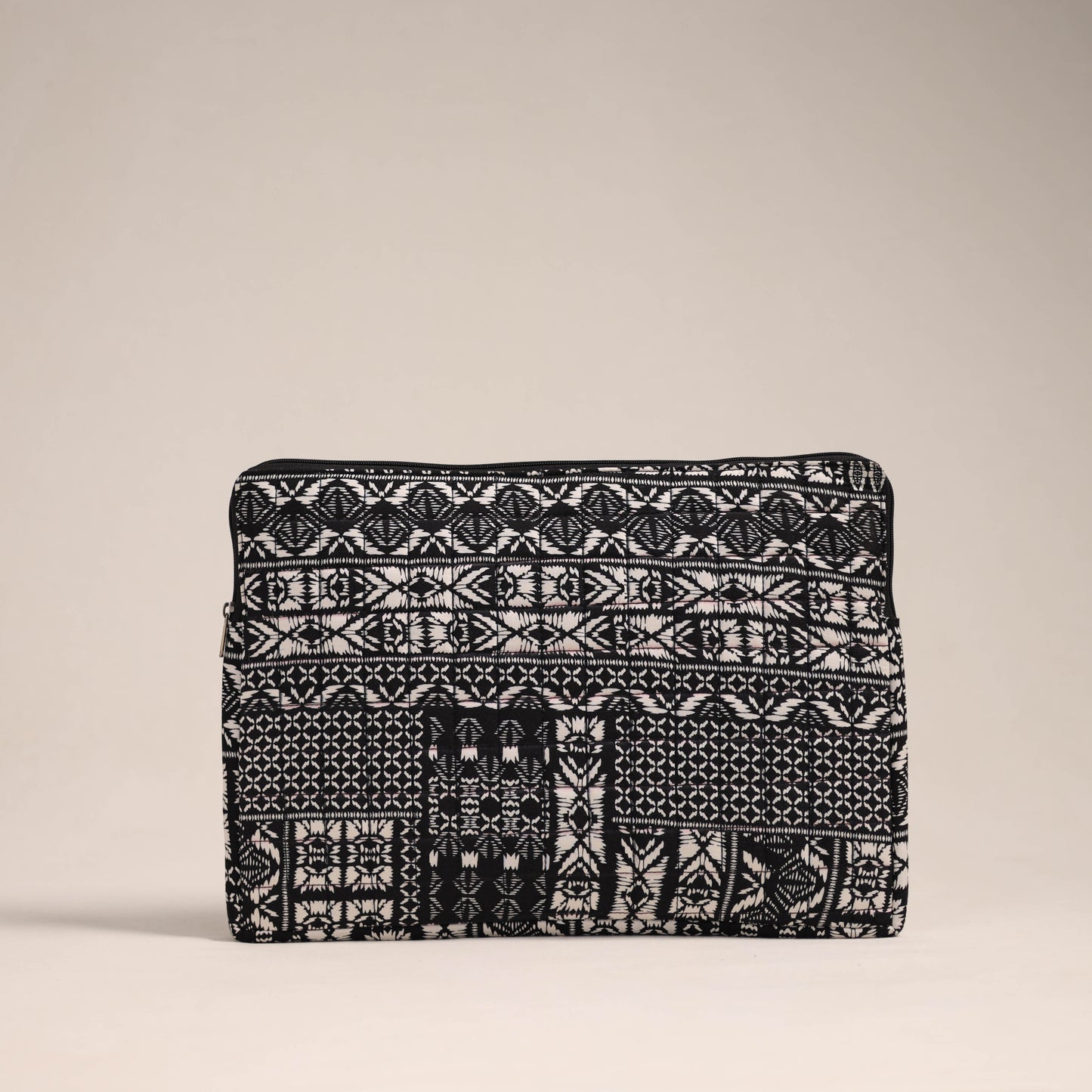 Black Handcrafted Quilted Laptop Sleeve (11 x 16 in)