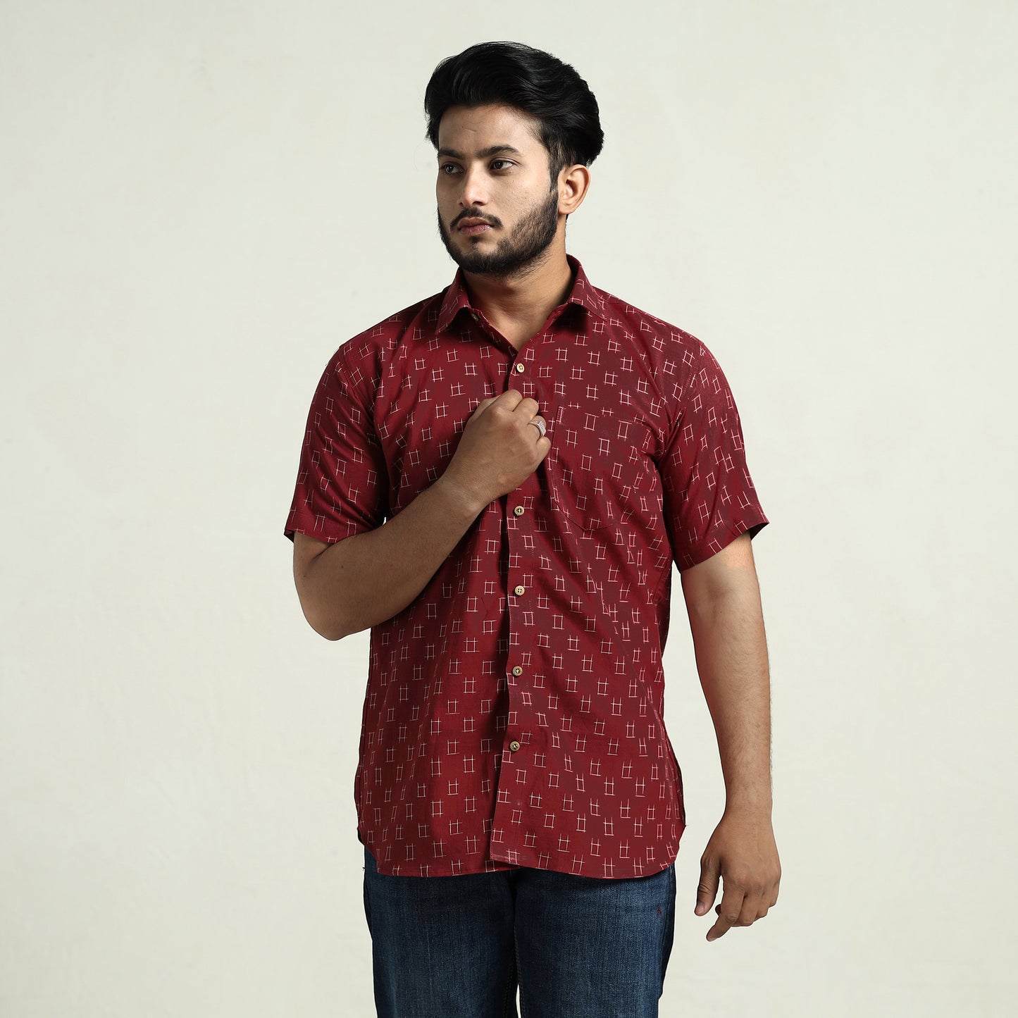 pochampally ikat cotton shirt