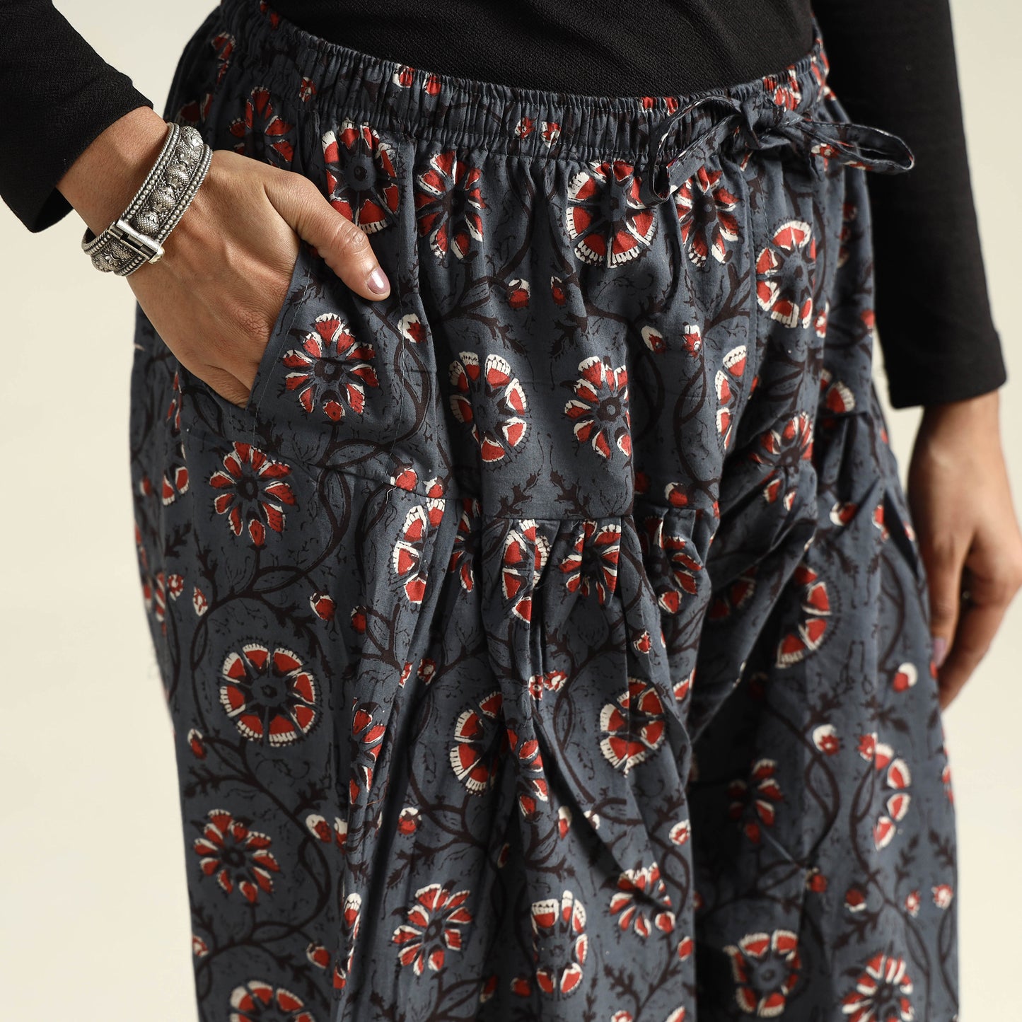Buy Bagru Block Printed Cotton Elasticated Salwar Online at iTokri.com