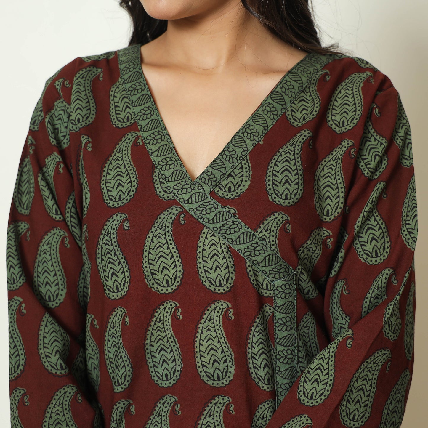 Red - Bagh Block Printed Cotton Kurta with Palazzo & Dupatta Set 02