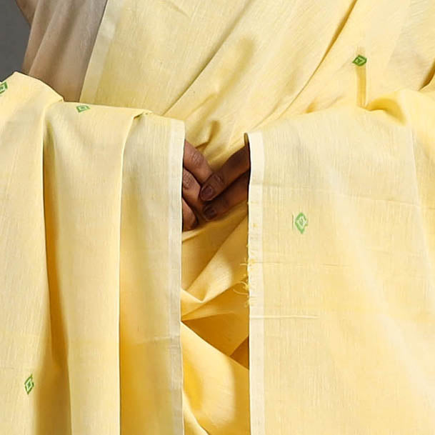 Yellow - assam weave thread buti cotton handloom dupatta 19