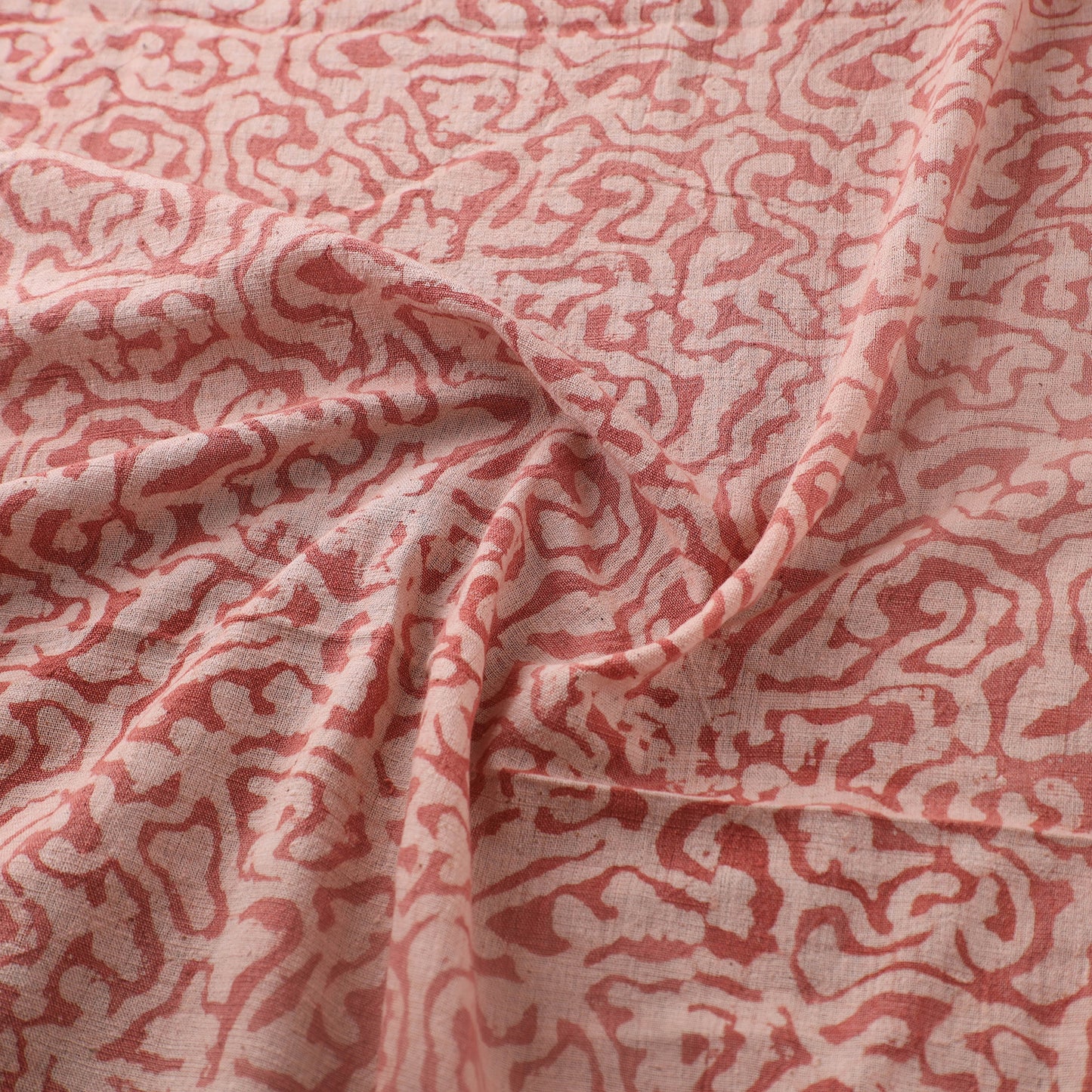 Red - Authentic Kutch Hand Block Batik Print Pure Handwoven Natural Dyed Kala Cotton Fabric 67