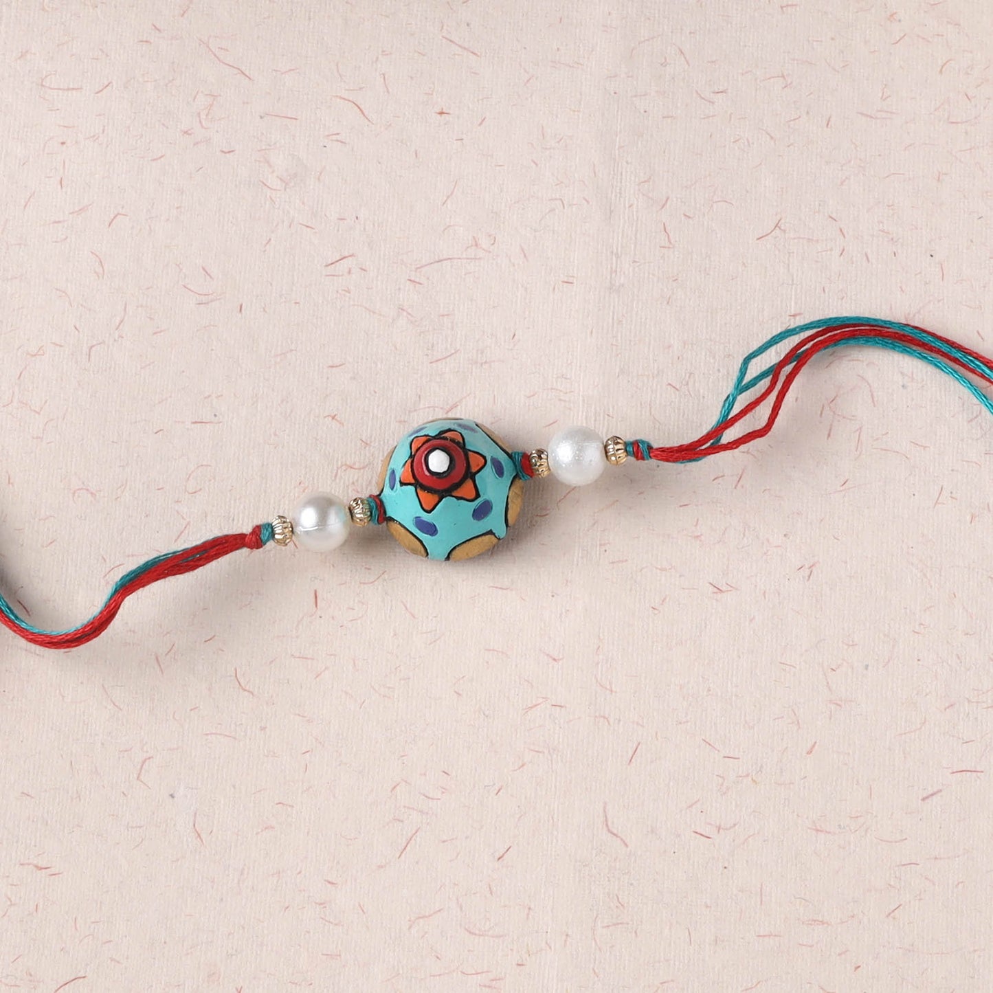 Blue - Bishnupur Handpainted Terracotta Rakhi 01