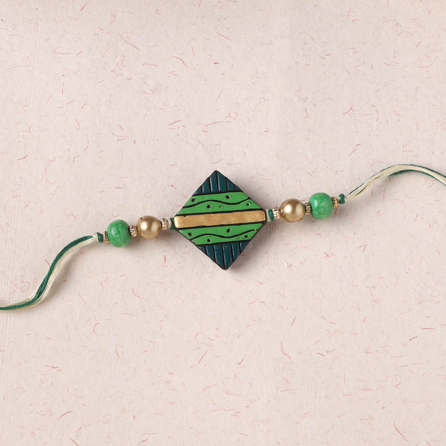 Green - Bishnupur Handpainted Terracotta Rakhi 02