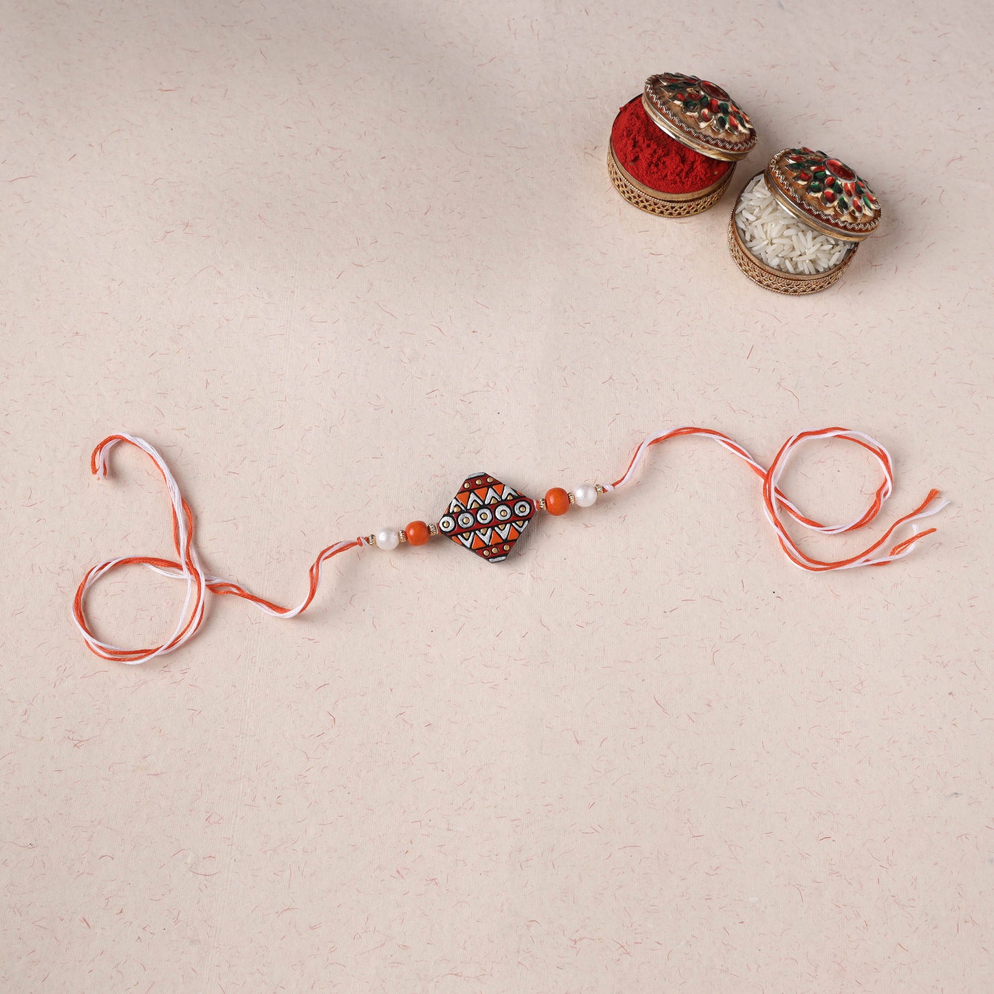 Multicolor - Bishnupur Handpainted Terracotta Rakhi 05