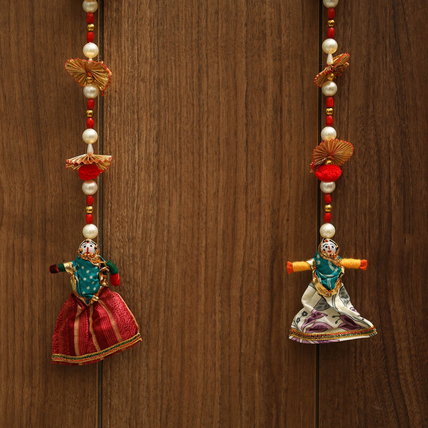 Handmade gota & bead work hanging (set of 2) 01