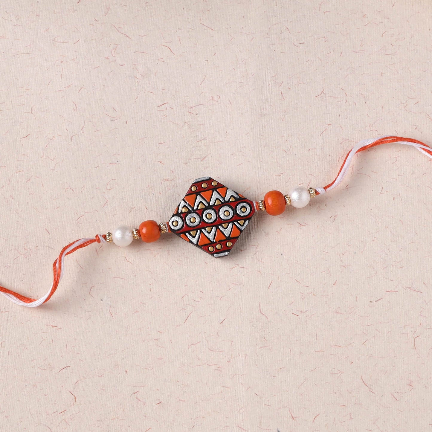 Multicolor - Bishnupur Handpainted Terracotta Rakhi 05
