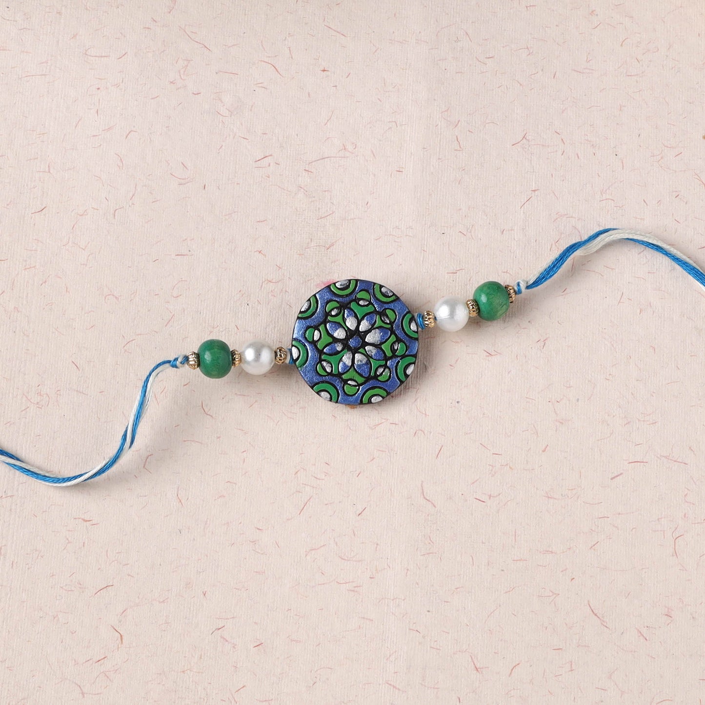Multicolor - Bishnupur Handpainted Terracotta Rakhi 06