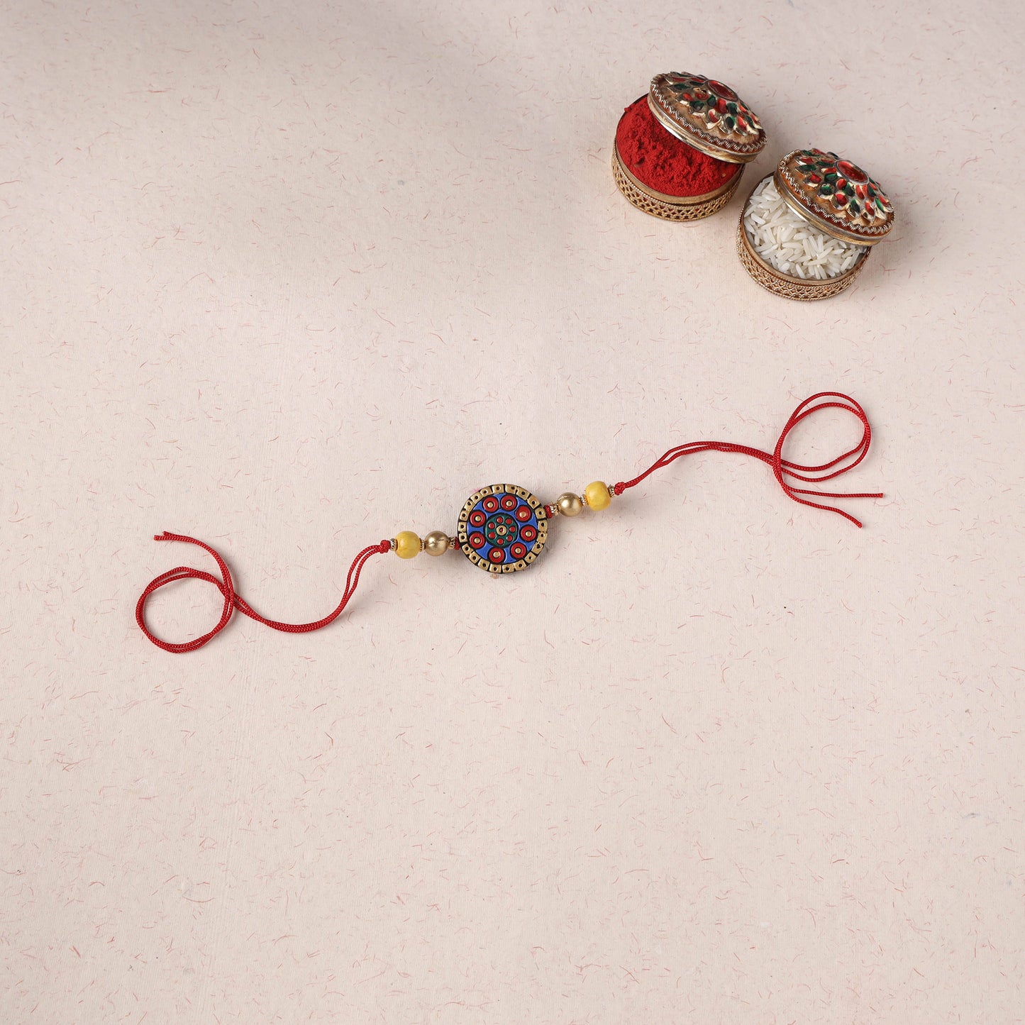 Multicolor - Bishnupur Handpainted Terracotta Rakhi 07